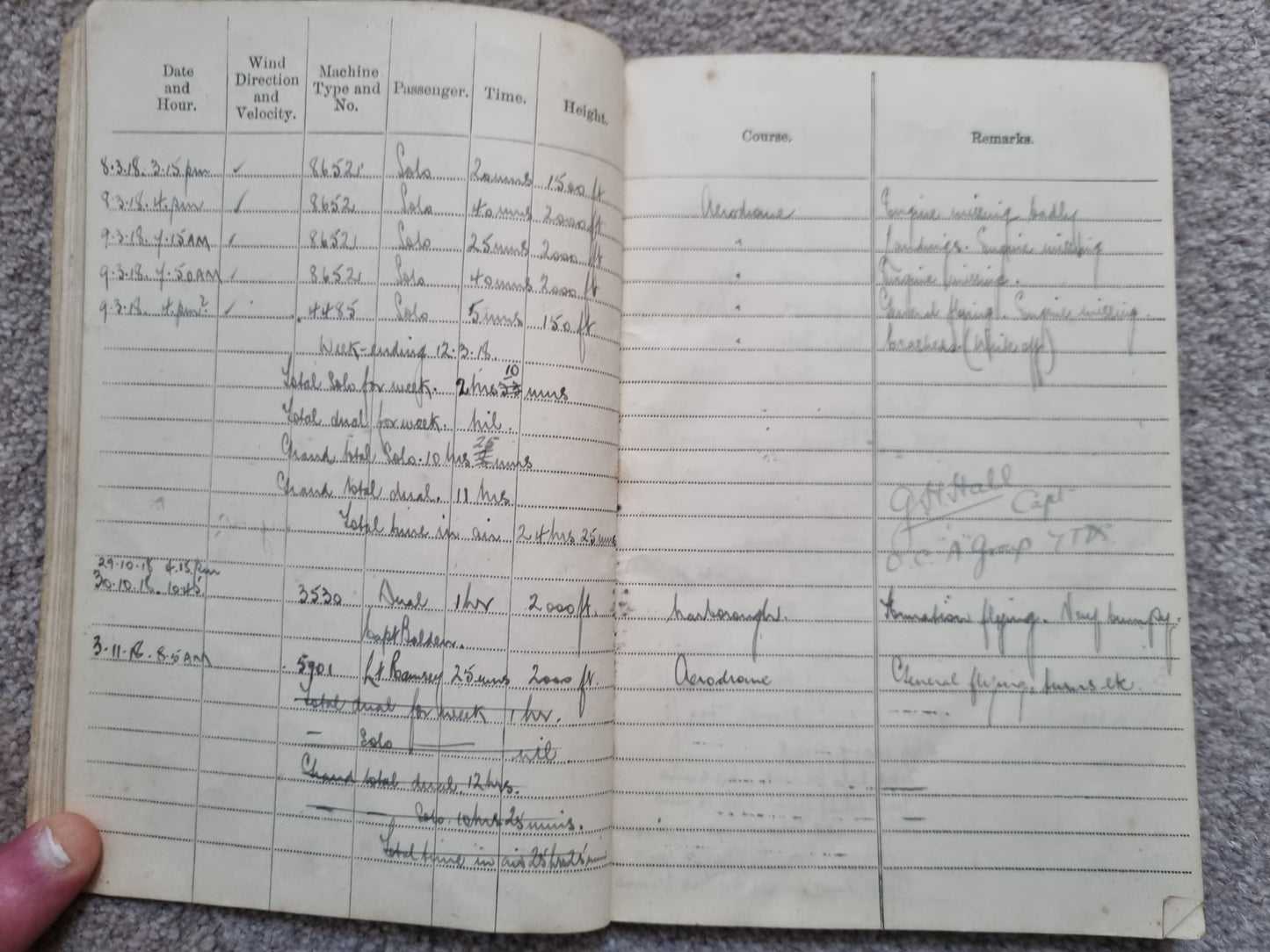 SOLD! WW1 RFC Flying Log Book Photo & RFC Papers to 2nd Lieut H C Derham
