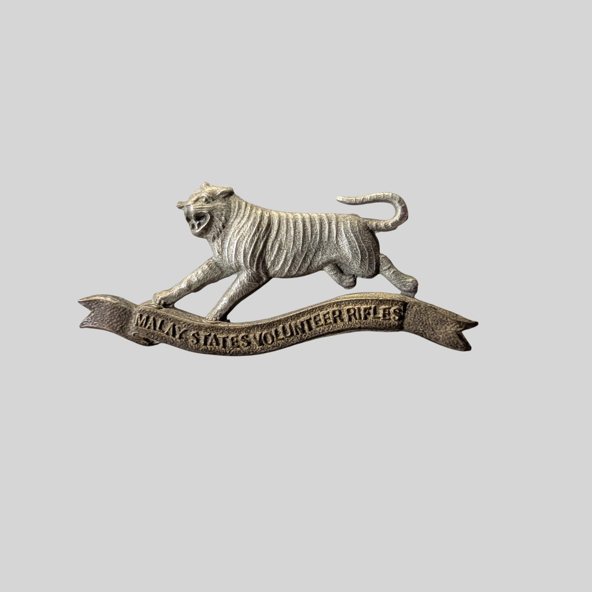 Rare Malay States Volunteer Rifles Bimetal Collar Badge Pair 1902-21