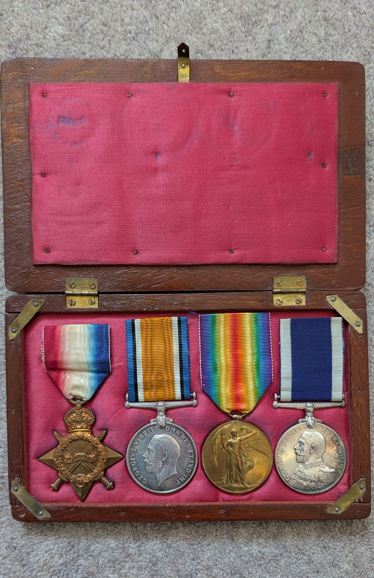 WW1 Royal Marines Light Infantry Medal Quartet & Service / Masonic Papers - George Thomas Norman