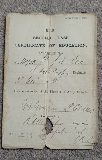 Boer War, WW1 & WW2 Medal Quintet & Service Papers QMS JAMES ALEXANDER COX RAMC Cook MID