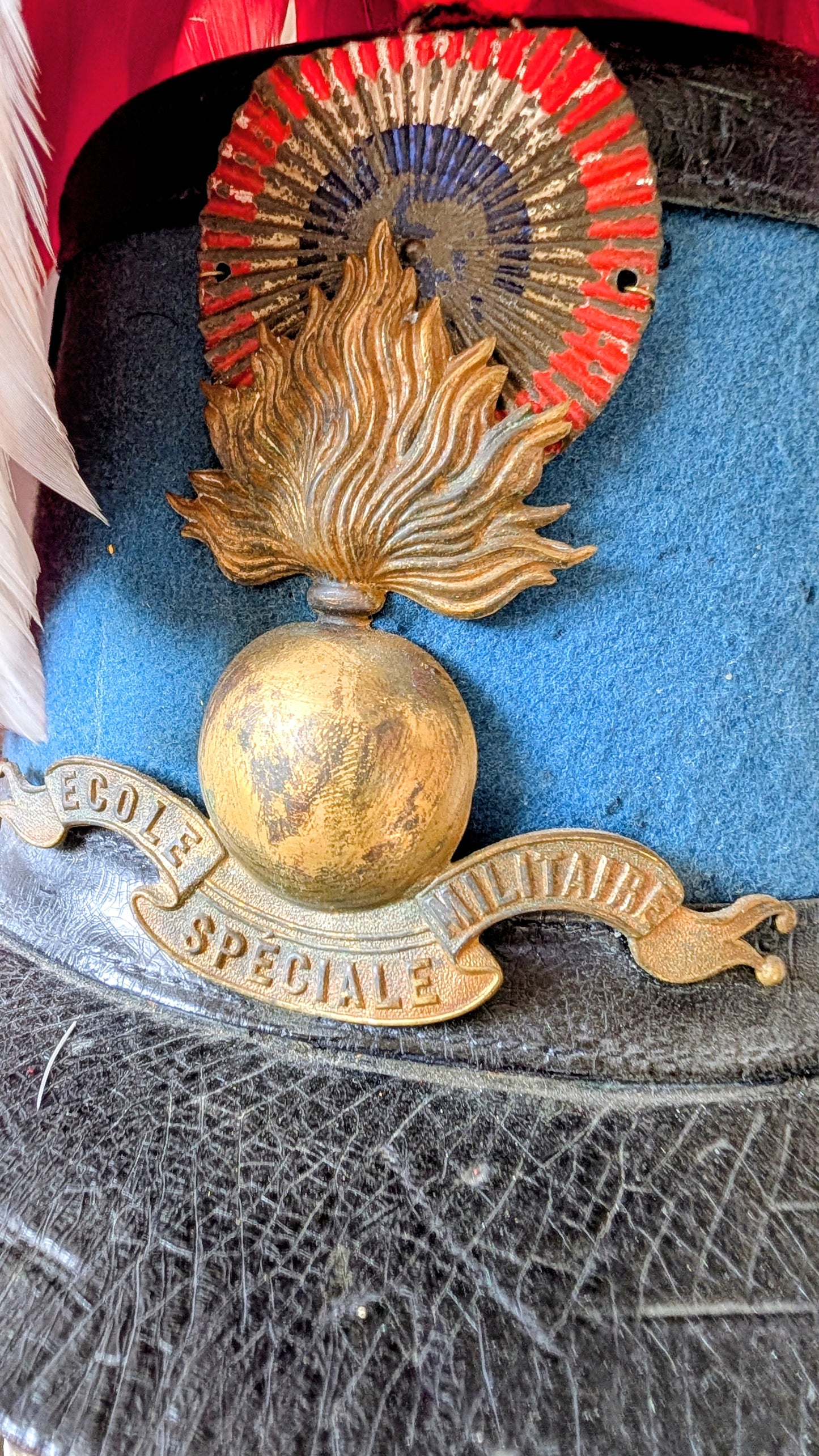 SOLD! Lovely Early 20th Century French Military Academy St Cyr Shako With Feather Plume