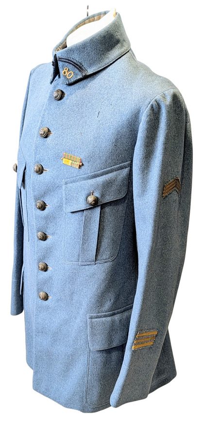 Rare Fine Quality WW1 M1913 French Horizon Blue Captains Tunic jacket 80th Infantry