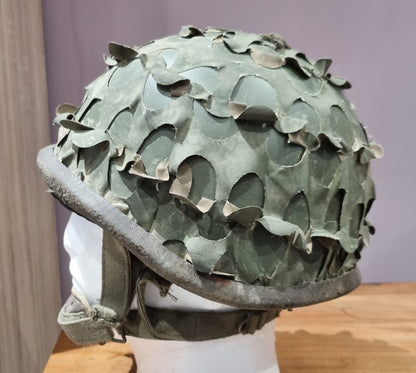 SOLD! French Army M78 F1 Series 1 Combat helmet With Camo Leaf Cover 1987
