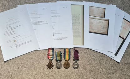 SOLD! WW1 4 Medal Group Mons Star with 5th Aug Clasp and LS&GC medal - George Belford 1 Btn South Wales Borderers BEF Wounded 17th Nov 1914