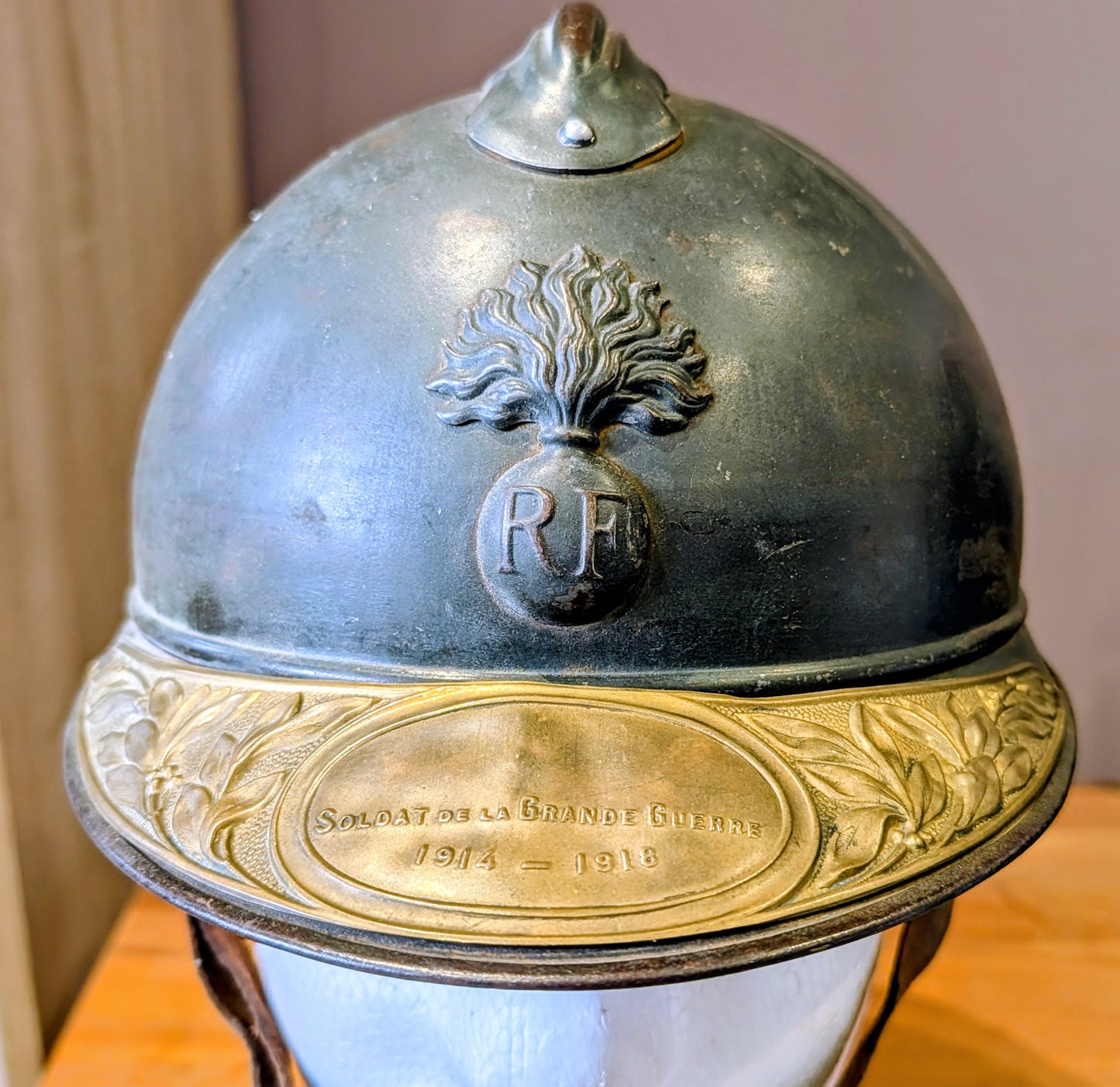 WW1 French Infantry M15 ‘Adrian’ Helmet With Veterans Plate