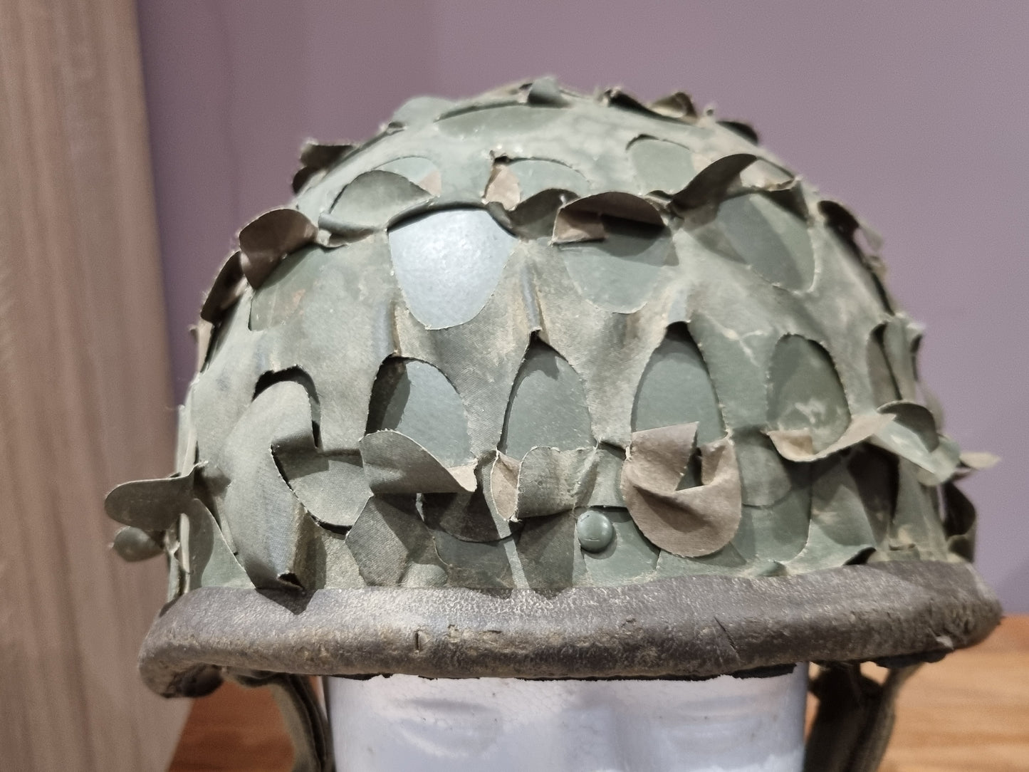 SOLD! French Army M78 F1 Series 1 Combat helmet With Camo Leaf Cover 1987