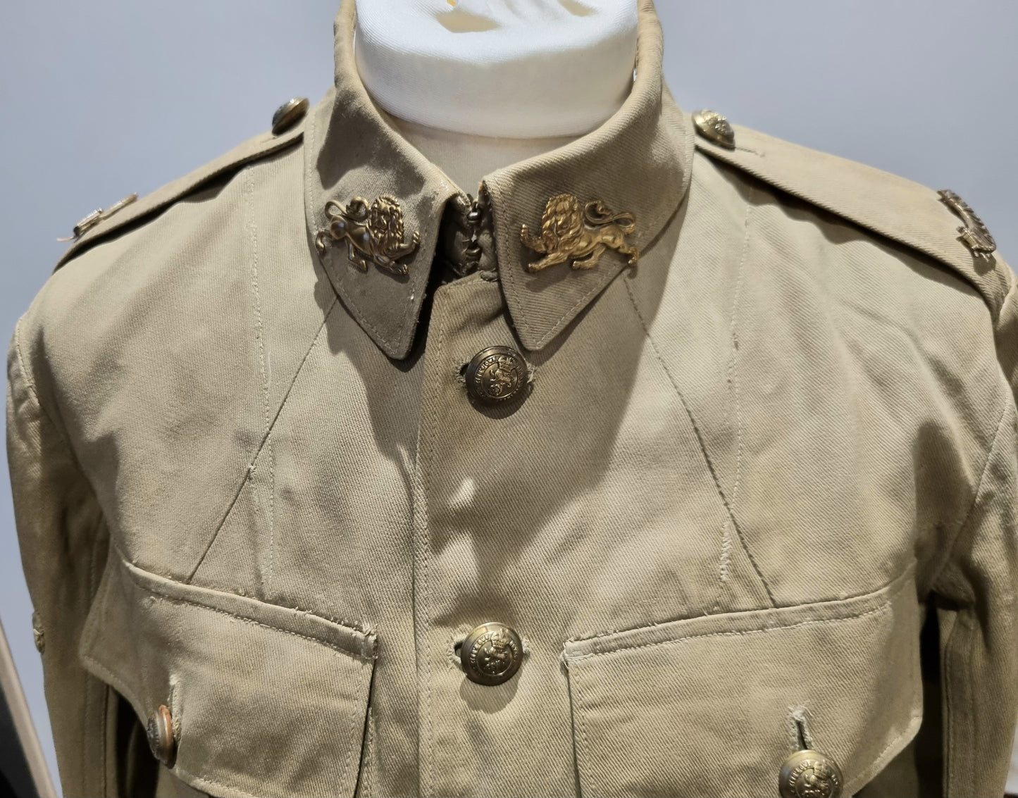 SOLD! WW2 Tropical KD Uniform collection with Jacket Trousers Badges Dog Tags Papers KORL - George Butterworth