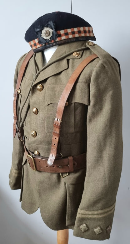WW1 Royal Scots Uniform Cutaway Cuff Rank Jacket Trews Glengarry & Sam Browne