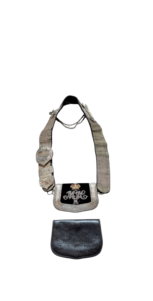 Beautiful Edwardian Montgomeryshire Yeomanry CrossBelt & Pouch & Cover - Solid Silver Fittings
