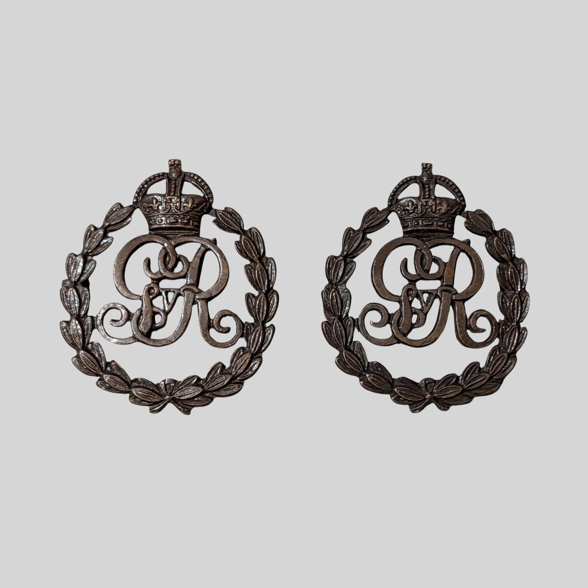 WW1 Military Provost Staff Corps MPSC Officers Bronze Collar Badge Pair