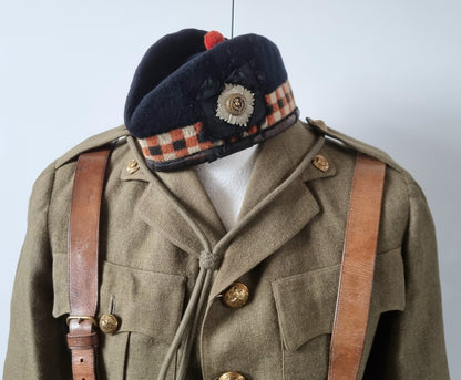 WW1 Royal Scots Uniform Cutaway Cuff Rank Jacket Trews Glengarry & Sam Browne