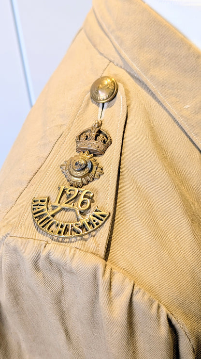 WW1 Era Indian 126th Baluchistan Regiment Lieutenant Colonel's Khaki Drill KD Jacket