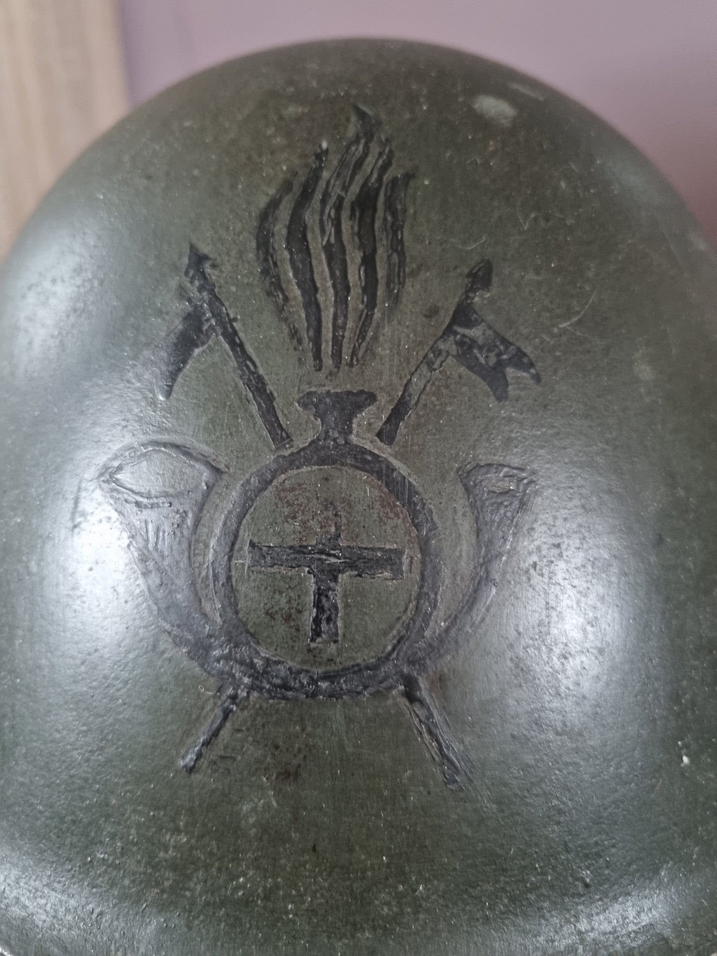 Rare WW2 Italian Army M33 Helmet With Lancers Lancieri Decal