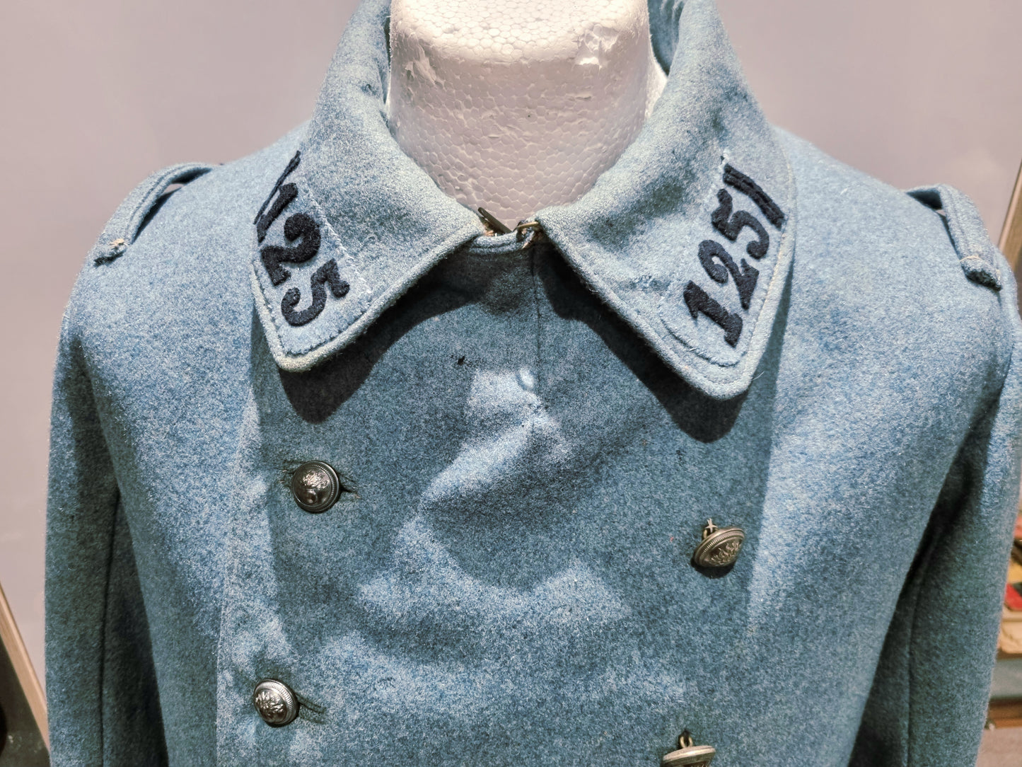 Rare WW1 French Army Horizon Blue M1915 Greatcoat 121st Infantry Regt