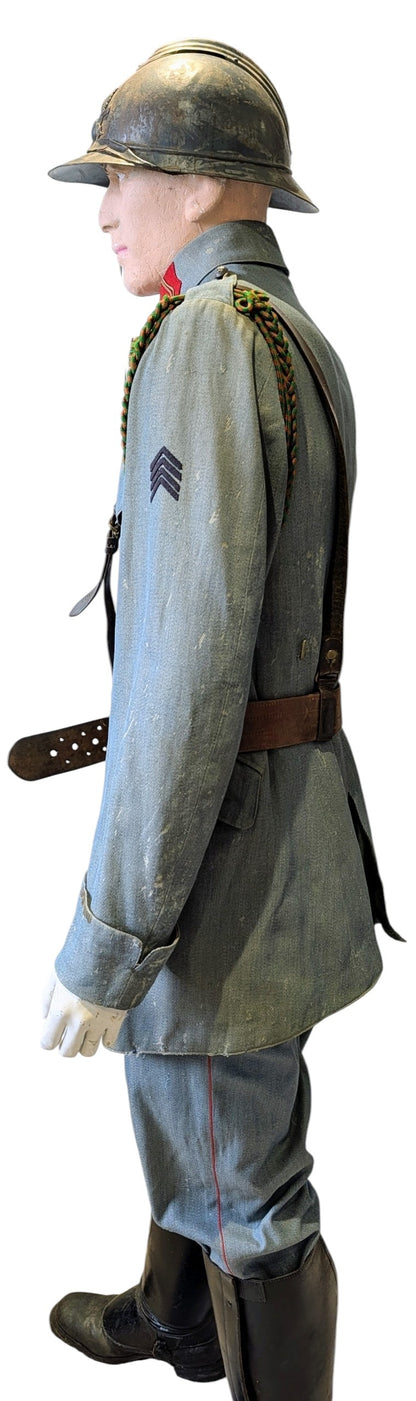 WW1 French 81st Artillery Uniform with Helmet, Sam Browne Belt, Boots & Gaiters