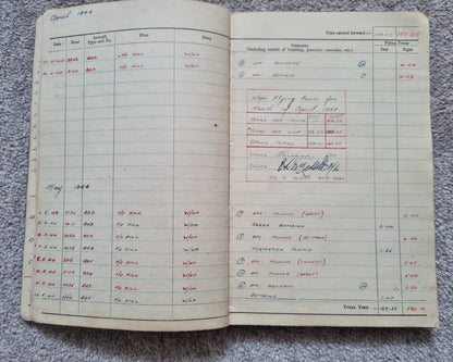 WW2 RAF Flying Log Book to Air Gunner I. E. Parsons with 37 Bombing Operations including DDAY with Combat Reports