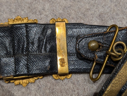 Edwardian British Indian Army Leather & Bullion Gilt GRI CrossBelt