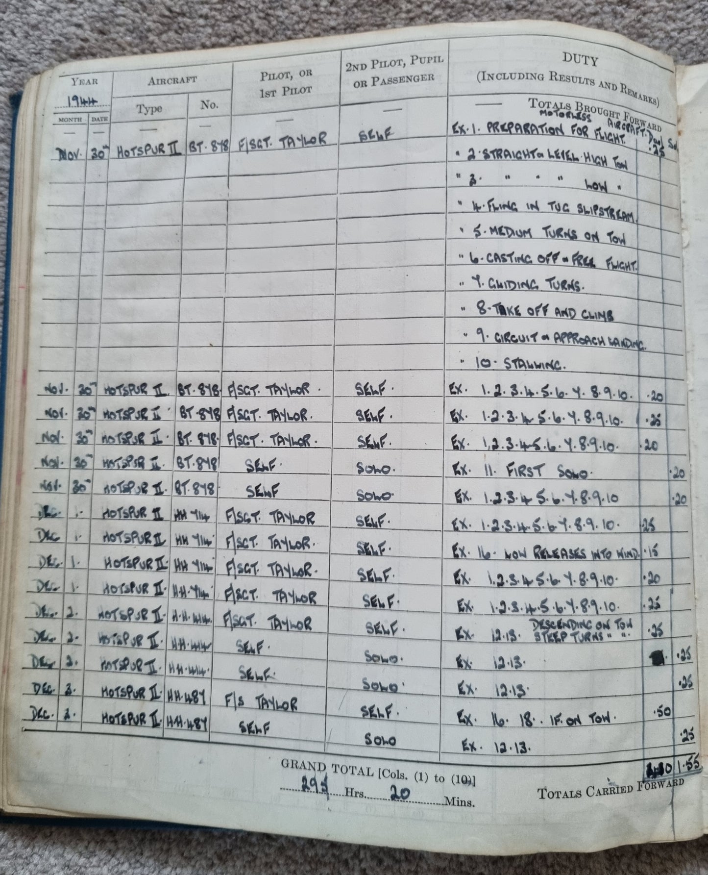 SOLD! Rare WW2 Glider Pilot RCAF Flying Log Book to Brian Andrews, Operation Varsity