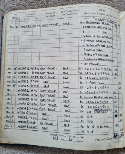 SOLD! Rare WW2 Glider Pilot RCAF Flying Log Book to Brian Andrews, Operation Varsity
