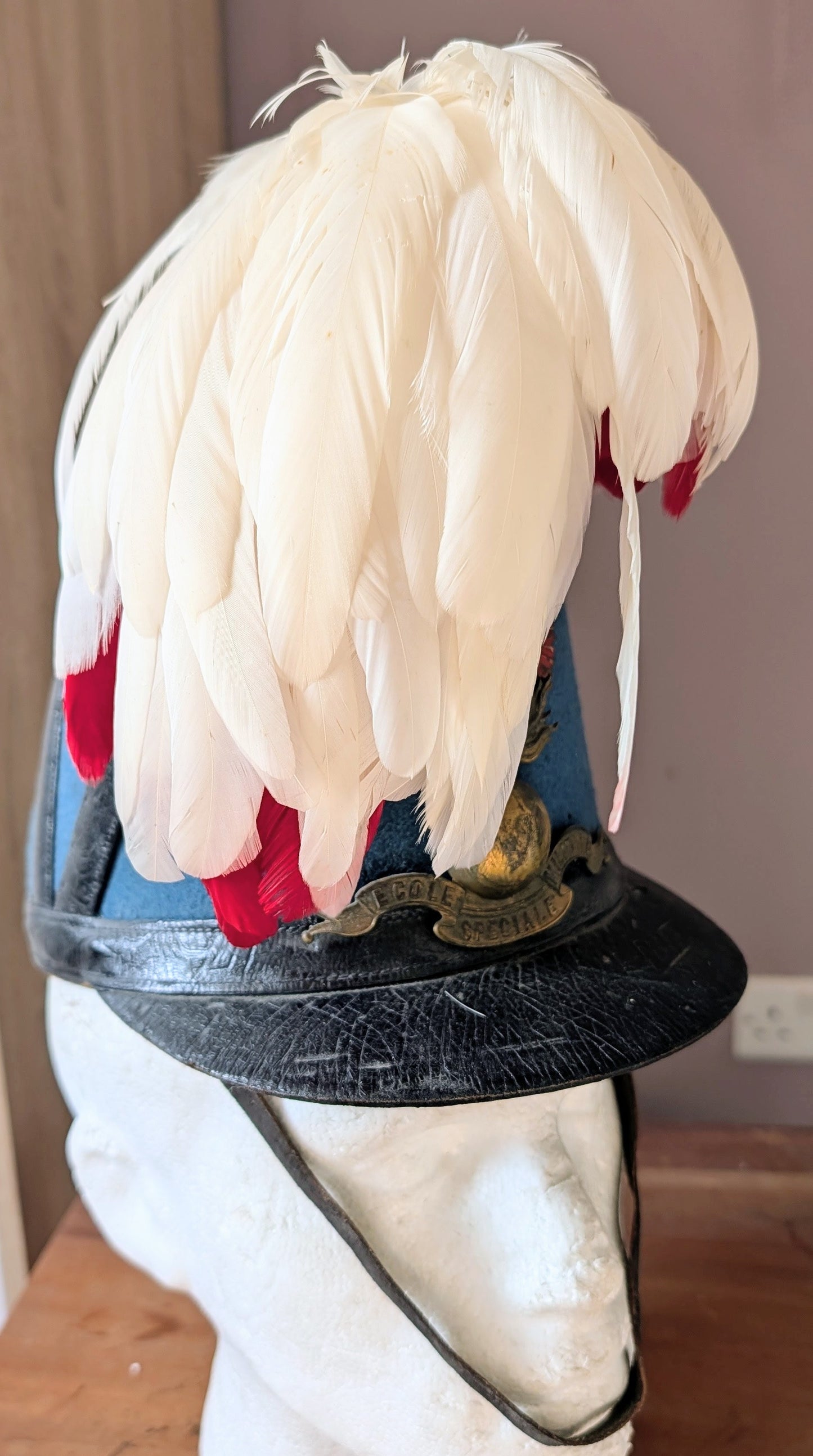 SOLD! Lovely Early 20th Century French Military Academy St Cyr Shako With Feather Plume