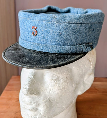 Rare WW1 French Army Horizon Blue 3rd Engineers Regt Woollen Kepi Cap