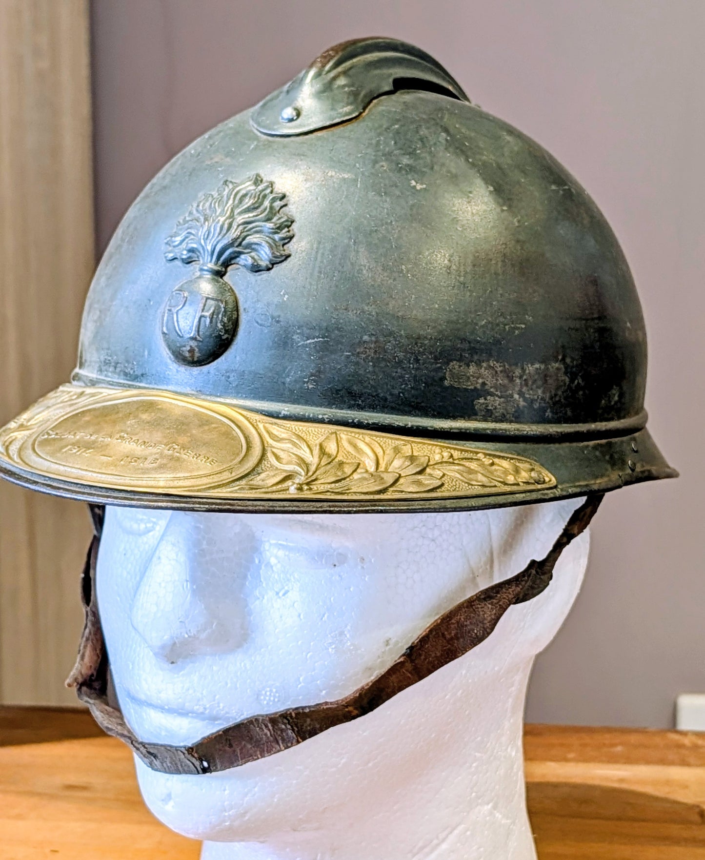 WW1 French Infantry M15 ‘Adrian’ Helmet With Veterans Plate
