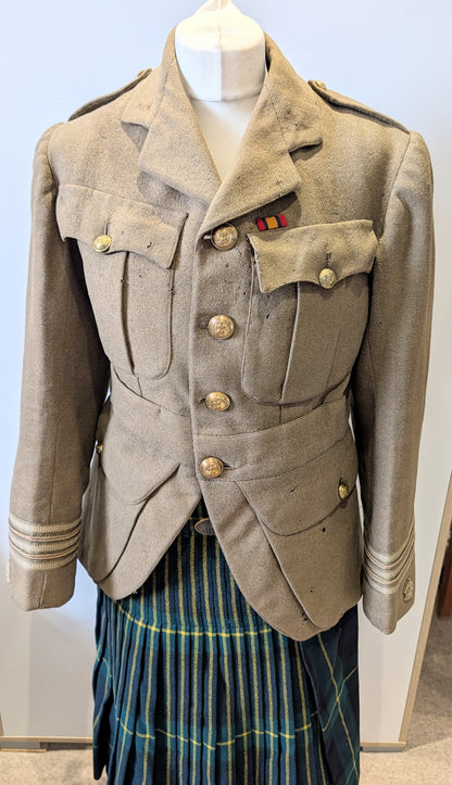 Pre WW1 Gordon Highlanders Majors Cutaway Cuff Rank Jacket, Glengarry & Kilt attributed to Major Robert Walter Purvis 3rd Bn Gordon Highlanders