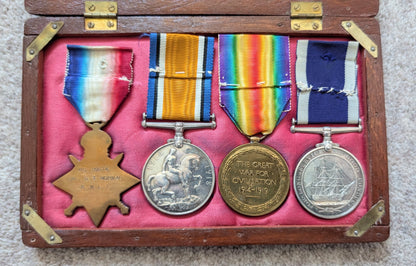 WW1 Royal Marines Light Infantry Medal Quartet & Service / Masonic Papers - George Thomas Norman