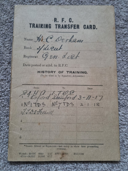 SOLD! WW1 RFC Flying Log Book Photo & RFC Papers to 2nd Lieut H C Derham