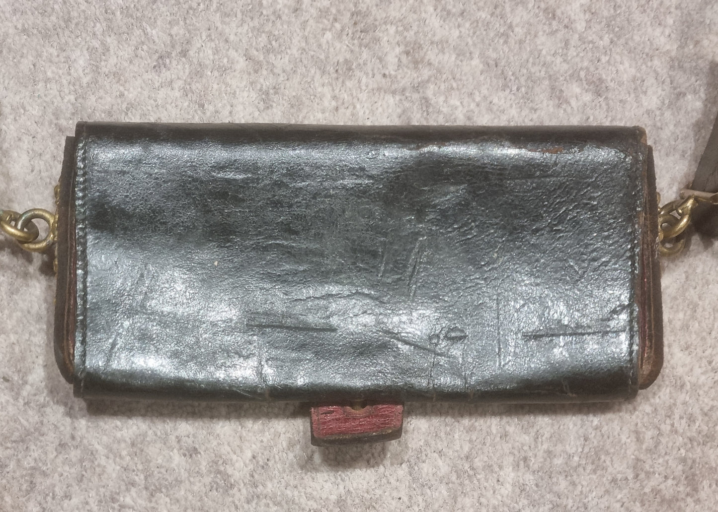 Victorian British Indian Army Patent Black Leather Gilt VRI CrossBelt