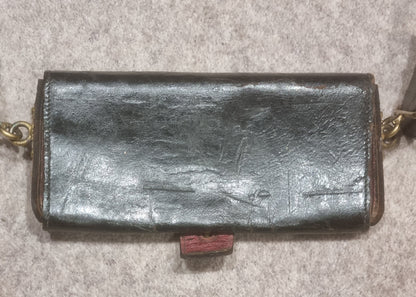 Victorian British Indian Army Patent Black Leather Gilt VRI CrossBelt