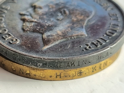 SOLD! WW1 British Medal Trio to George Deakin, 355 Siege Battery, Royal Garrison Artillery, Demoted at Own Request