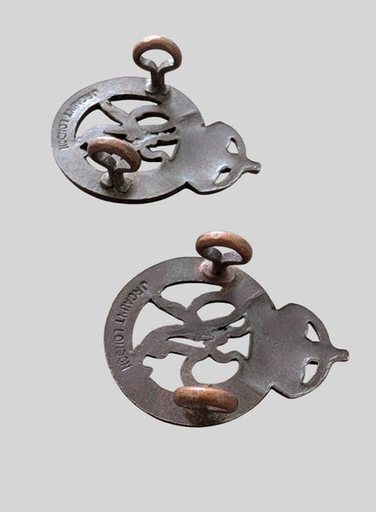 WW2 National Defence Company Bronze Collar Badge Pair