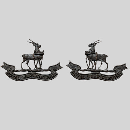 Royal Warwickshire Regiment Officer's Bronze Collar Badge Pair
