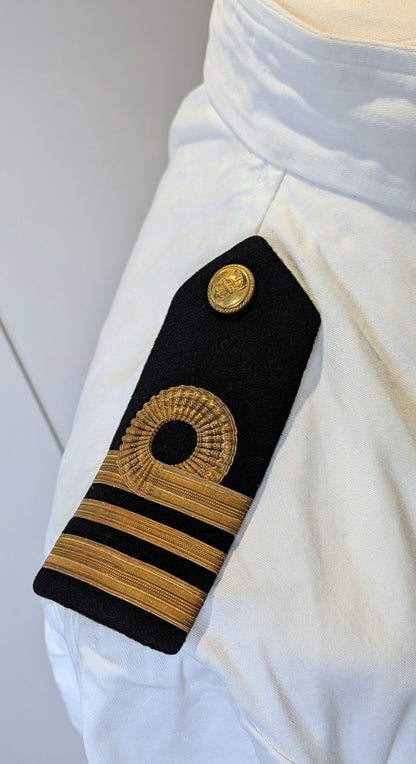 SOLD! Vintage Royal Navy No.1 Summer White Cotton Uniform Tunic Jacket 1958