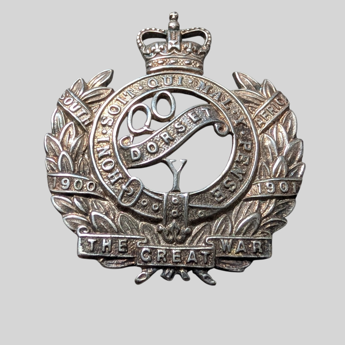 Scarce The Queen's Own Dorset Yeomanry Officer's Silvered Cap Badge 1953-67