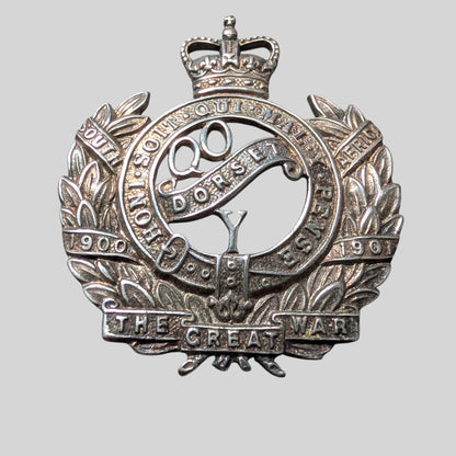 Scarce The Queen's Own Dorset Yeomanry Officer's Silvered Cap Badge 1953-67