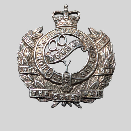 Scarce The Queen's Own Dorset Yeomanry Officer's Silvered Cap Badge 1953-67