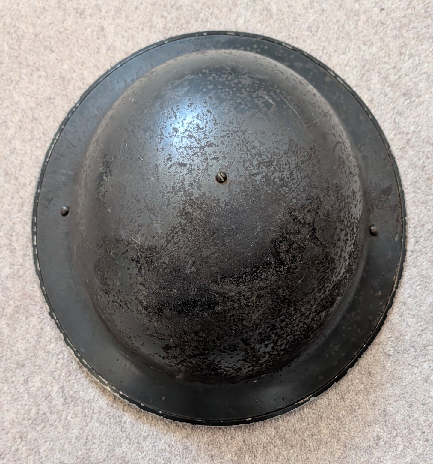WW2 Grey / Green Brodie Helmet Dated 1940 Possibly Royal Navy with partial Decal