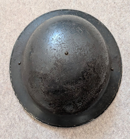WW2 Grey / Green Brodie Helmet Dated 1940 Possibly Royal Navy with partial Decal