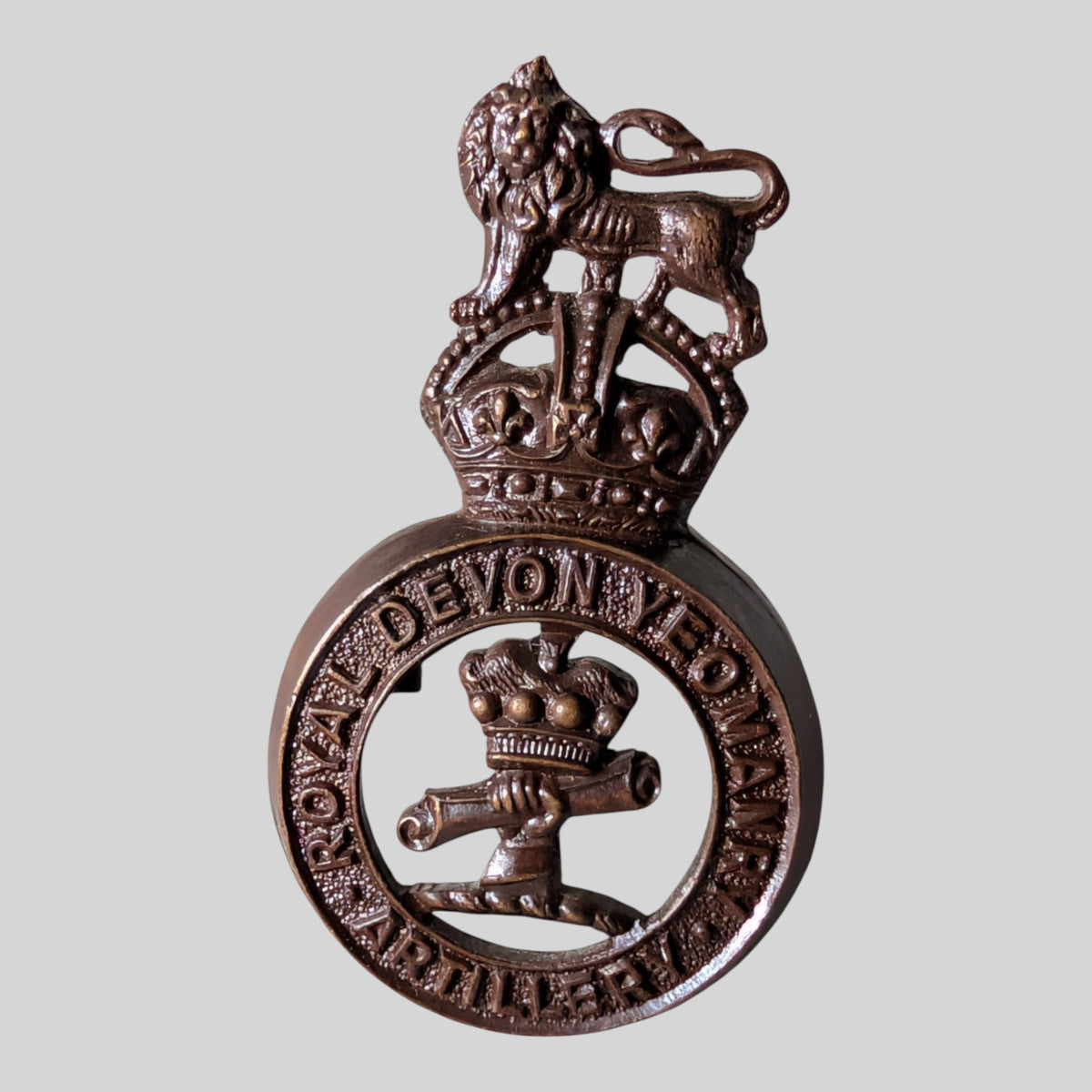 Royal Devon Yeomanry  Artillery Officer's Bronze Cap Badge