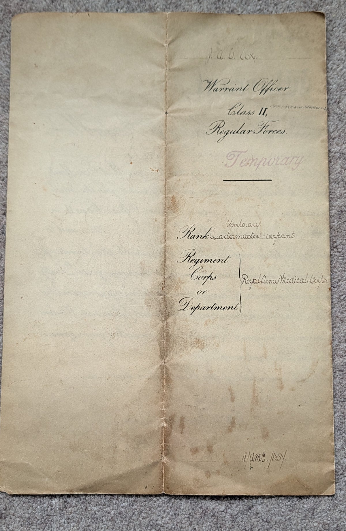 Boer War, WW1 & WW2 Medal Quintet & Service Papers QMS JAMES ALEXANDER COX RAMC Cook MID