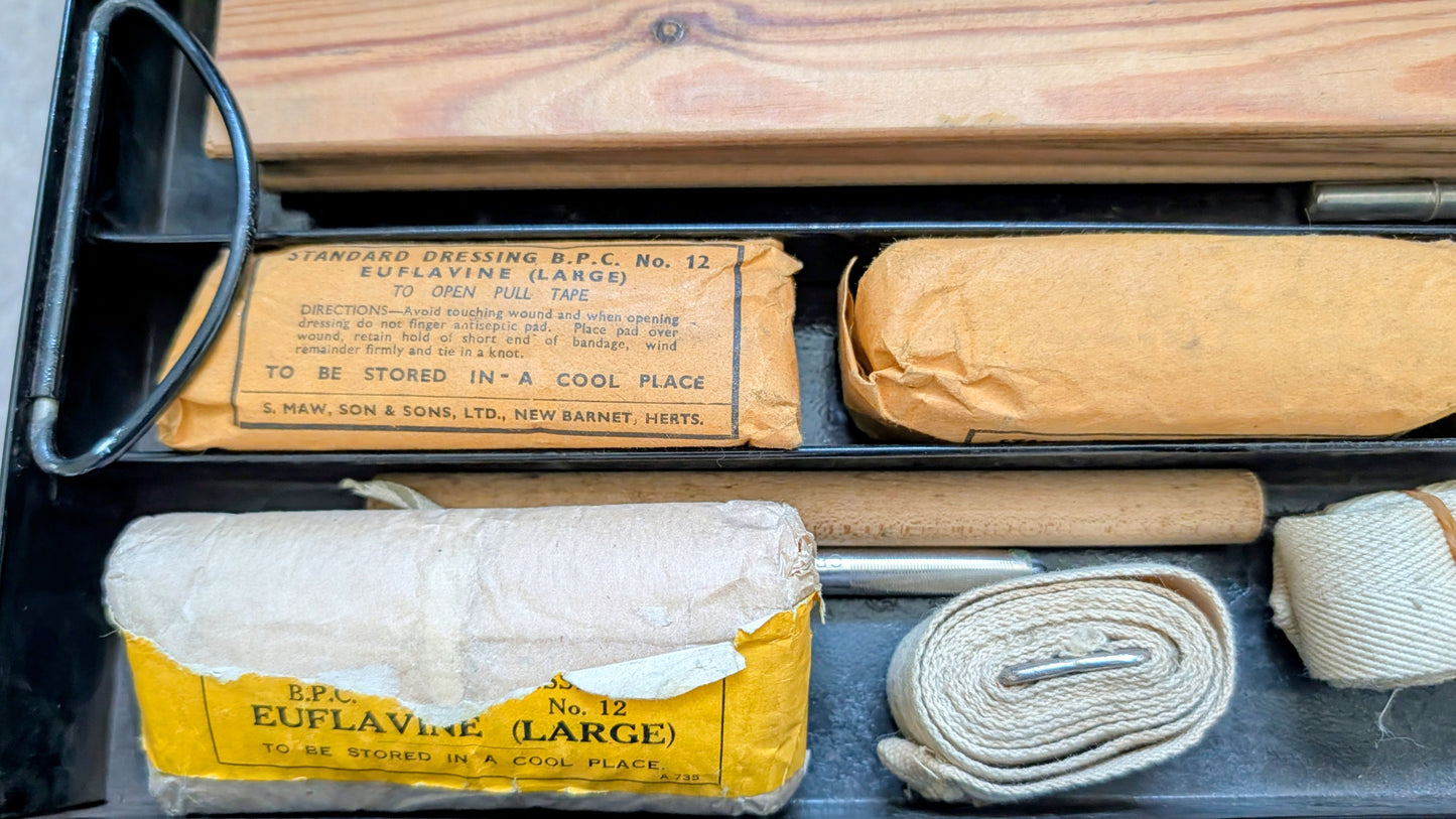 WW2 Emergency Fire Brigade Medical First Aid Tin Box with Contents 1941