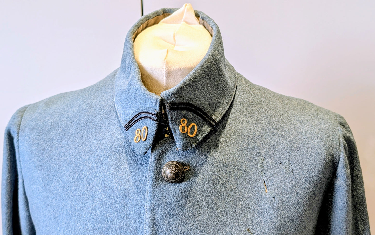 Rare Fine Quality WW1 M1913 French Horizon Blue Captains Tunic jacket 80th Infantry