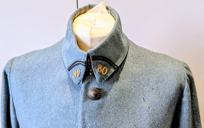 Rare Fine Quality WW1 M1913 French Horizon Blue Captains Tunic jacket 80th Infantry