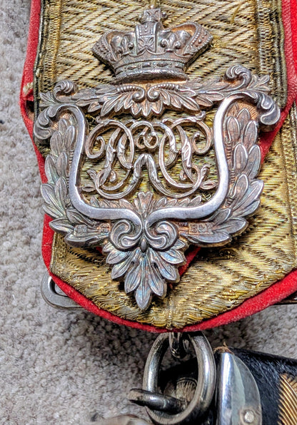SOLD! Victorian / Edwardian Derbyshire Yeomanry Cavalry Crossbelt with Silver Pouch
