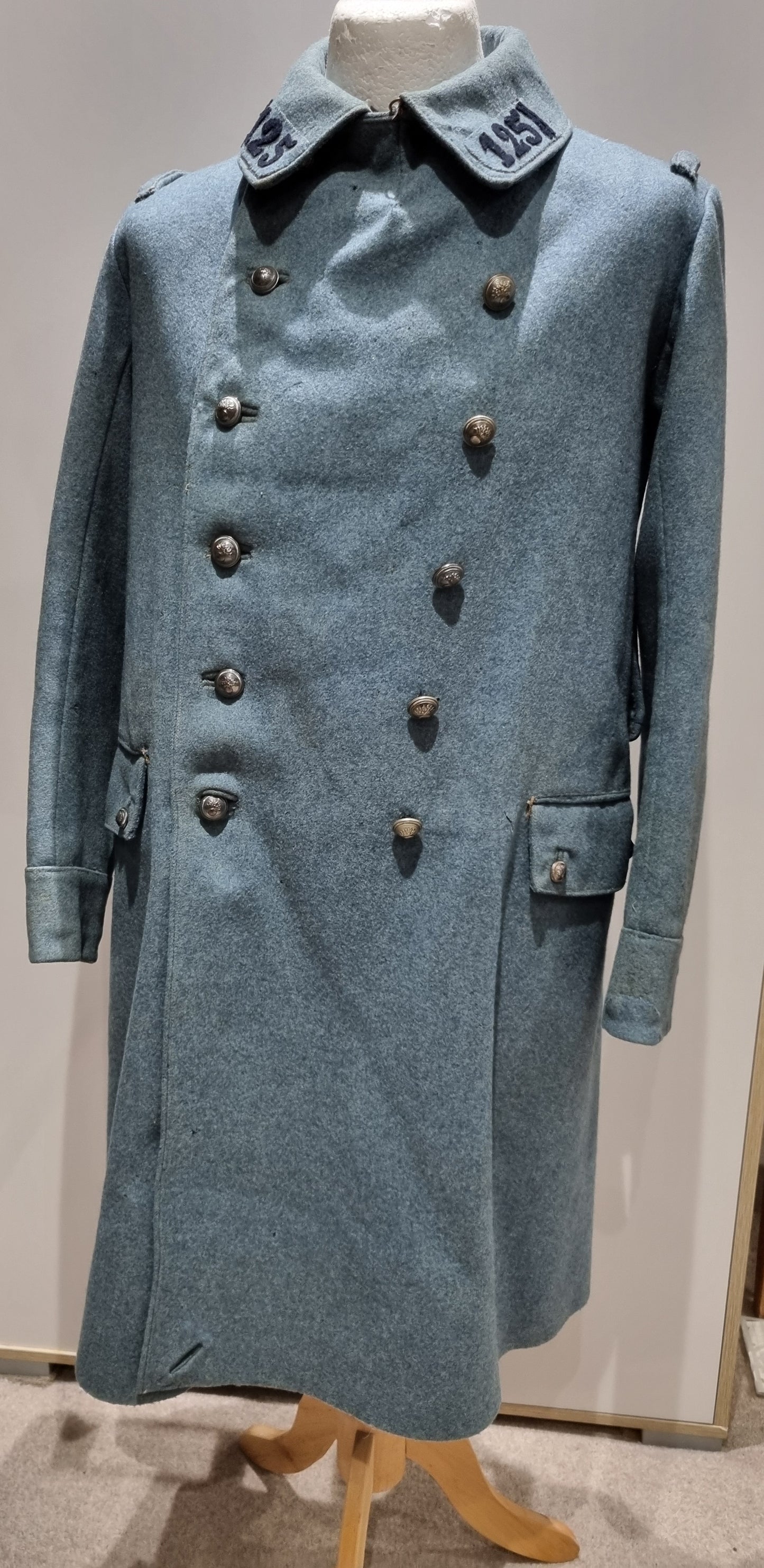 Rare WW1 French Army Horizon Blue M1915 Greatcoat 121st Infantry Regt