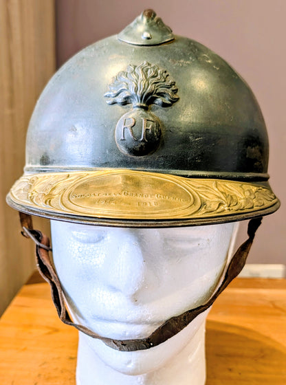 WW1 French Infantry M15 ‘Adrian’ Helmet With Veterans Plate