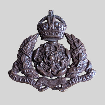 Rare Derbyshire Imperial Yeomanry Bronze Cap Badge 1901-08