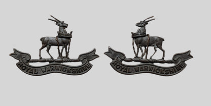 Royal Warwickshire Regiment Officer's Bronze Collar Badge Pair